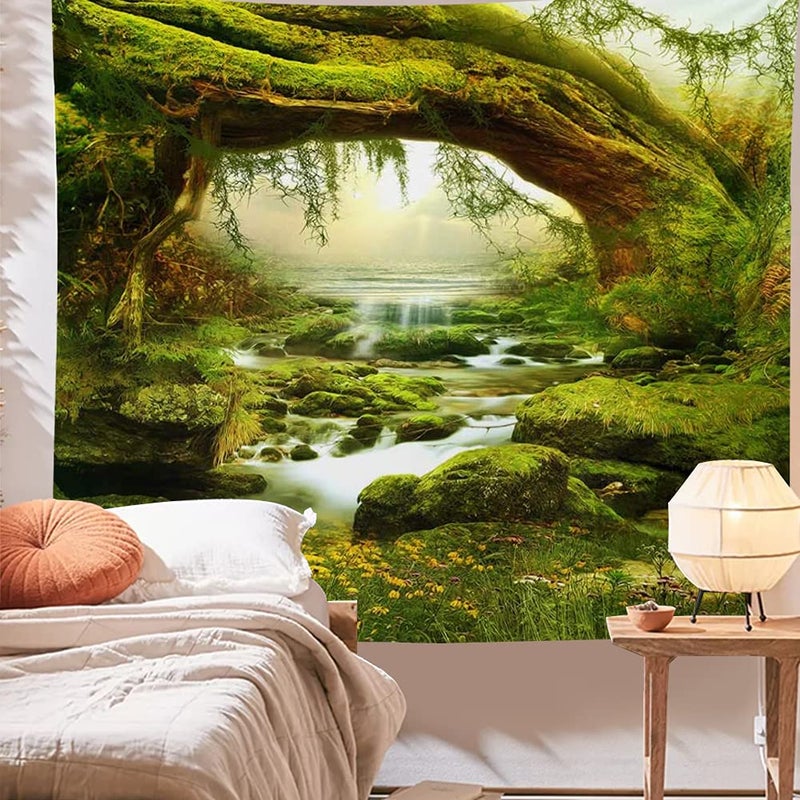 Llamazing Forest Landscape Home Decor - Living Room & Bedroom Magic Tapestry (Sunlight&Creek, 60''L51''W) - Image 4